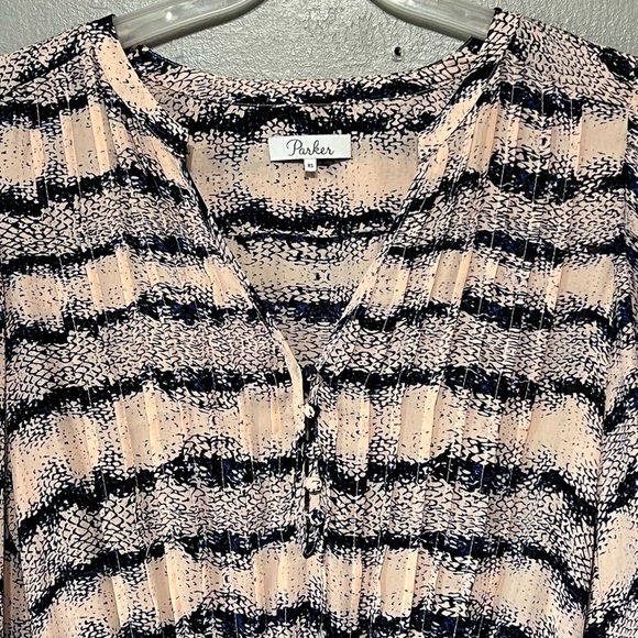 Parker Pleated Tie-Dye Reptile Print Layered Flare Bell Sleeve Tiered Mini Dress - Picture 3 of 7